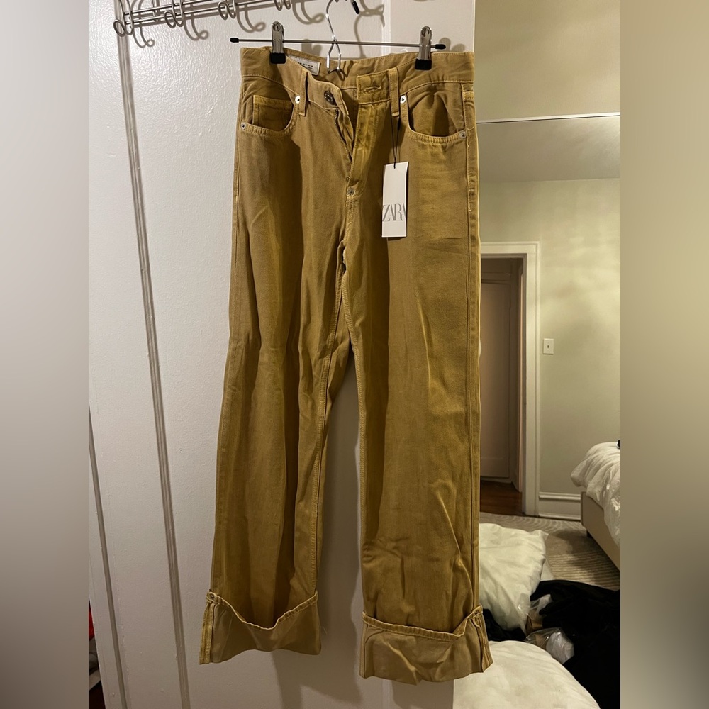 Zara khaki cuffed pants